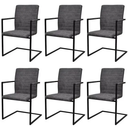 6 cantilever dining chairs in gray synthetic leather by vidaXL, dining chairs - Ref: Foro24-272418, Price: 534,55 €, Discount: %