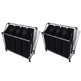 Laundry separator with bags 2 units black and gray by vidaXL, Laundry baskets - Ref: Foro24-276041, Price: 69,44 €, Discount: %