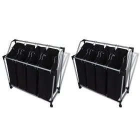Separador de colada con bolsas 2 unidades negro y gris de vidaXL, Cestas para ropa - Ref: Foro24-276041, Precio: 69,44 €, Des...