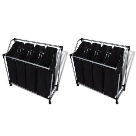 Separador de colada con bolsas 2 unidades negro y gris de vidaXL, Cestas para ropa - Ref: Foro24-276041, Precio: 69,44 €, Des...