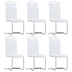 Sillas voladizas de comedor 6 unidades cuero sintético blanco de vidaXL, Sillas de comedor - Ref: Foro24-278835, Precio: 443,...