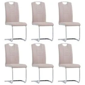 Sillas voladizas de comedor 6 uds cuero sintético capuchino de vidaXL, Sillas de comedor - Ref: Foro24-278836, Precio: 476,53...