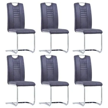 Sillas voladizas de comedor 6 uds piel de ante artificial gris de vidaXL, Sillas de comedor - Ref: Foro24-278839, Precio: 399...