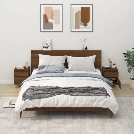 Mesitas de noche 2 unidades roble marrón 40x35x50 cm de vidaXL, Taquillas y armarios de almacenamiento - Ref: Foro24-821841, ...