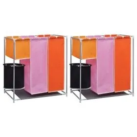 Cesto de ropa sucia 2 unidades 3 secciones con cubo de lavado de vidaXL, Cestas para ropa - Ref: Foro24-3051492, Precio: 57,6...