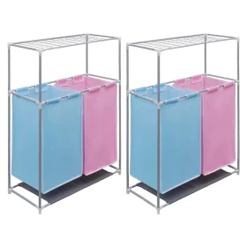 Cesto clasificador ropa sucia 2 uds 2 secciones con tendedero de vidaXL, Cestas para ropa - Ref: Foro24-3051493, Precio: 47,8...