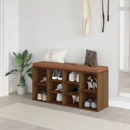 Plywood brown oak shoe bench 103x30x48 cm by vidaXL, Benches for halls and storage - Ref: Foro24-342614, Price: 95,77 €, Disc...