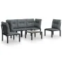 Juego de muebles de jardín 6 pzas ratán sintético negro y gris de vidaXL, Conjuntos de jardín - Ref: Foro24-3187737, Precio: ...