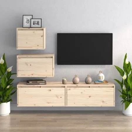Muebles para TV 4 piezas madera maciza de pino de vidaXL, Muebles TV - Ref: Foro24-3100144, Precio: 210,70 €, Descuento: %