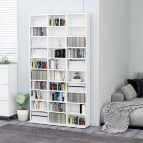 Armario CDs madera contrachapada blanco brillo 102x16x177,5 cm de vidaXL, Almacenamiento para CD y DVD - Ref: Foro24-801784, ...