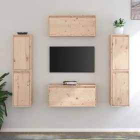 Muebles para TV 6 piezas madera maciza de pino de vidaXL, Muebles TV - Ref: Foro24-3100264, Precio: 267,47 €, Descuento: %