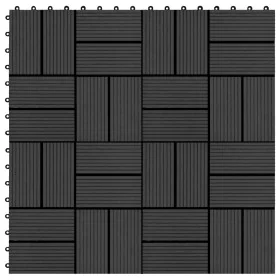WPC porch tiles 30x30 cm 2 m² black 22 units by vidaXL, Floors and carpets - Ref: Foro24-277808, Price: 100,09 €, Discount: %