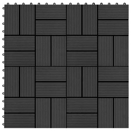 WPC porch tiles 30x30 cm 2 m² black 22 units by vidaXL, Floors and carpets - Ref: Foro24-277808, Price: 100,09 €, Discount: %