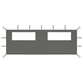 Pared lateral de cenador con ventanas gris antracita 6x2 m de vidaXL, Accesorios para pabellones y cenadores - Ref: Foro24-30...