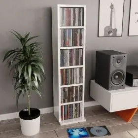 Glänzend weißes Sperrholz-CD-Regal, 21 x 20 x 88 cm von vidaXL, CD- und DVD-Speicher - Ref: Foro24-800357, Preis: 33,87 €, Ra...