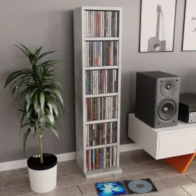 Concrete gray plywood CD shelf 21x20x88cm by vidaXL, CD and DVD storage - Ref: Foro24-800355, Price: 28,57 €, Discount: %