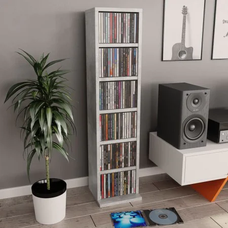 Betongraues CD-Regal aus Sperrholz, 21 x 20 x 88 cm von vidaXL, CD- und DVD-Speicher - Ref: Foro24-800355, Preis: 28,57 €, Ra...