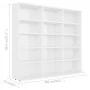 Estantería CD madera contrachapada blanco brillo 102x23x89,5 cm de vidaXL, Almacenamiento para CD y DVD - Ref: Foro24-801793,...