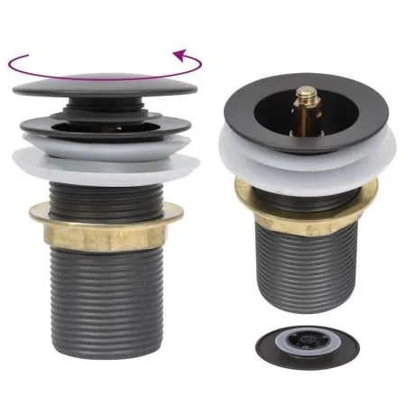 Push drain without overflow function, gray, 6.4x6.4x9.1cm by vidaXL, Faucets - Ref: Foro24-149063, Price: 14,52 €, Discount: %