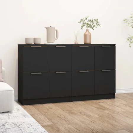 Aparadores 2 uds madera contrachapada negro 60x30x70 cm de vidaXL, Aparadores - Ref: Foro24-3115805, Precio: 123,57 €, Descue...