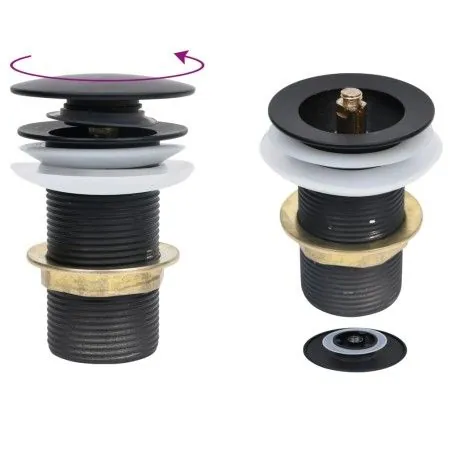 Push drain without overflow function black 6.4x6.4x9.1 cm by vidaXL, Faucets - Ref: Foro24-149061, Price: 15,54 €, Discount: %