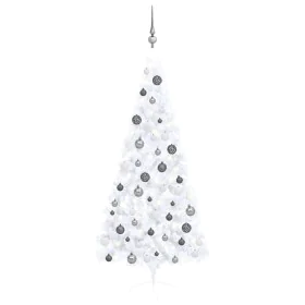 Medio árbol de Navidad con luces y bolas blanco 180 cm de vidaXL, Arboles de navidad - Ref: Foro24-3077656, Precio: 58,18 €, ...