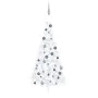 Medio árbol de Navidad con luces y bolas blanco 120 cm de vidaXL, Arboles de navidad - Ref: Foro24-3077657, Precio: 69,39 €, ...