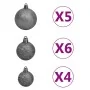 Medio árbol de Navidad con luces y bolas blanco 120 cm de vidaXL, Arboles de navidad - Ref: Foro24-3077657, Precio: 69,39 €, ...