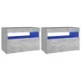 LED bedside tables 2 units plywood concrete 60x35x40 cm by vidaXL, Nightstands - Ref: Foro24-3082783, Price: 68,11 €, Discoun...