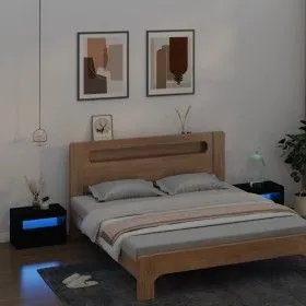 Mesitas de noche con luces LED 2 uds negro 60x35x40 cm de vidaXL, Mesitas de noche - Ref: Foro24-3080735, Precio: 130,00 €, D...