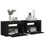 Mesitas de noche con luces LED 2 uds negro 60x35x40 cm de vidaXL, Mesitas de noche - Ref: Foro24-3080735, Precio: 130,00 €, D...