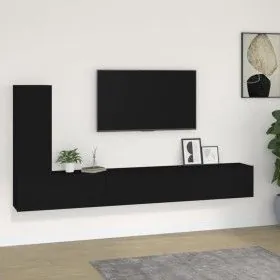 Set de muebles para TV 3 piezas madera contrachapada negro de vidaXL, Muebles TV - Ref: Foro24-3114319, Precio: 150,60 €, Des...