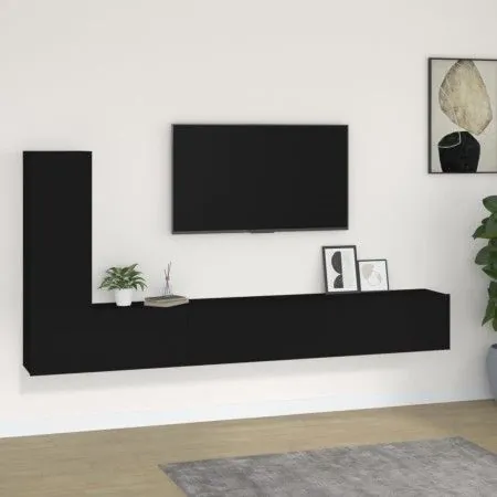 Set de muebles para TV 3 piezas madera contrachapada negro de vidaXL, Muebles TV - Ref: Foro24-3114319, Precio: 150,60 €, Des...