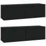 Set de muebles para TV 4 piezas madera contrachapada negro de vidaXL, Muebles TV - Ref: Foro24-3114327, Precio: 182,36 €, Des...
