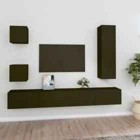 Set de muebles para TV 5 piezas madera contrachapada negro de vidaXL, Muebles TV - Ref: Foro24-3114447, Precio: 193,19 €, Des...