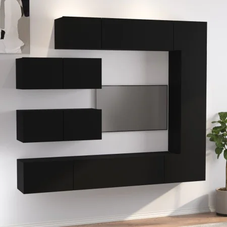 Set de muebles para TV 7 piezas madera contrachapada negro de vidaXL, Muebles TV - Ref: Foro24-3114559, Precio: 324,76 €, Des...
