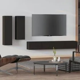 Set de muebles para TV 4 piezas madera contrachapada negro de vidaXL, Muebles TV - Ref: Foro24-3114631, Precio: 193,00 €, Des...