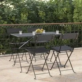 Sillas cafetería plegables 4 uds acero y ratán sintético negro de vidaXL, Sillas de jardín - Ref: Foro24-3152112, Precio: 150...
