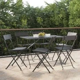 Sillas cafetería plegables 6 uds acero y ratán sintético negro de vidaXL, Sillas de jardín - Ref: Foro24-3152113, Precio: 223...