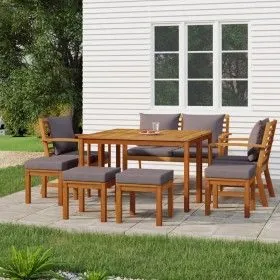 Garten-Essgruppe mit Kissen, 9-teilig, massives Akazienholz von vidaXL, Gartensets - Ref: Foro24-3154981, Preis: 729,96 €, Ra...