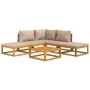 Set muebles de jardín 6 pzas madera maciza y cojines gris taupé de vidaXL, Conjuntos de jardín - Ref: Foro24-3155245, Precio:...