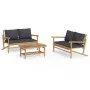 Set de muebles de jardín 3 piezas bambú con cojines gris oscuro de vidaXL, Conjuntos de jardín - Ref: Foro24-3156472, Precio:...