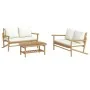 Set de muebles de jardín 3 piezas bambú y cojines blanco crema de vidaXL, Conjuntos de jardín - Ref: Foro24-3156473, Precio: ...