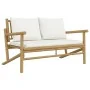Set de muebles de jardín 3 piezas bambú y cojines blanco crema de vidaXL, Conjuntos de jardín - Ref: Foro24-3156473, Precio: ...