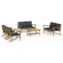 Set de muebles de jardín 5 piezas bambú con cojines gris oscuro de vidaXL, Conjuntos de jardín - Ref: Foro24-3156474, Precio:...