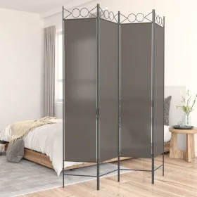 Biombo divisor de 4 paneles de tela gris antracita 160x200 cm de vidaXL, Divisores de ambientes - Ref: Foro24-350152, Precio:...