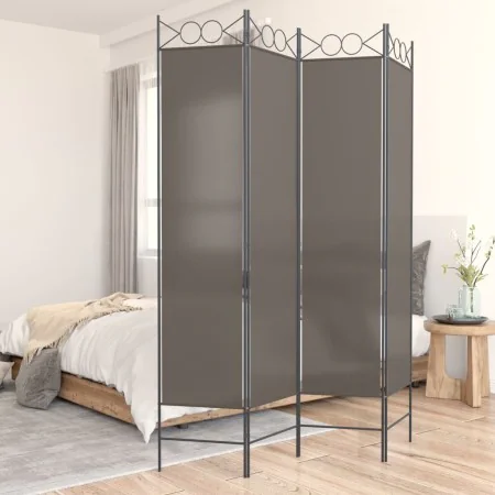 Biombo divisor de 4 paneles de tela gris antracita 160x200 cm de vidaXL, Divisores de ambientes - Ref: Foro24-350152, Precio:...