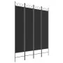 Biombo divisor de 4 paneles de tela negro 160x200 cm de vidaXL, Divisores de ambientes - Ref: Foro24-350153, Precio: 43,11 €,...