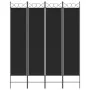 Biombo divisor de 4 paneles de tela negro 160x200 cm de vidaXL, Divisores de ambientes - Ref: Foro24-350153, Precio: 43,11 €,...