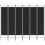 Biombo divisor de 6 paneles de tela negro 240x200 cm de vidaXL, Divisores de ambientes - Ref: Foro24-350161, Precio: 61,94 €,...
